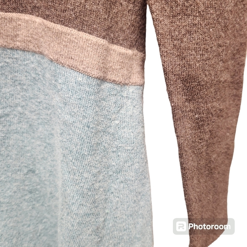 Boden Wool Blend Tunic Sweater Aqua Brown Sz. M - Picture 4 of 8